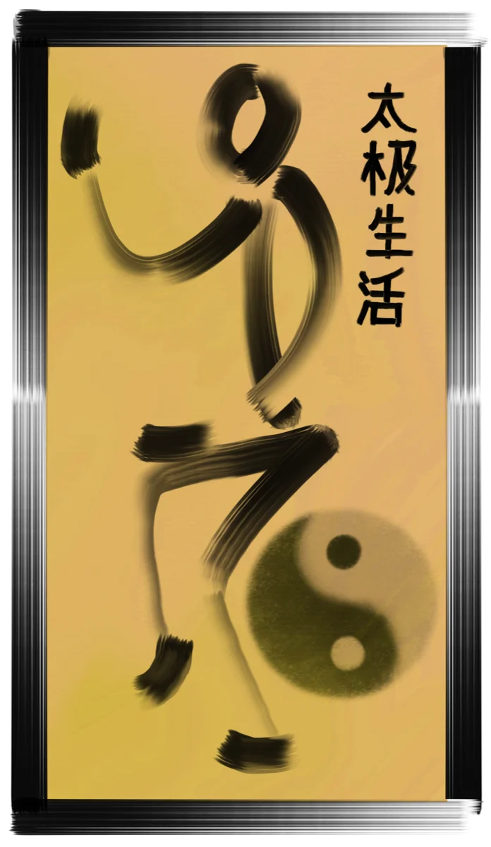 Taichi Living (太极生活) brush-painted scroll of a figure in a taichi stance